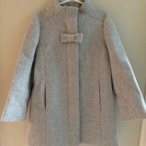 JCREW Girls Grey Wool Bow Coat — Size Girls 6-7